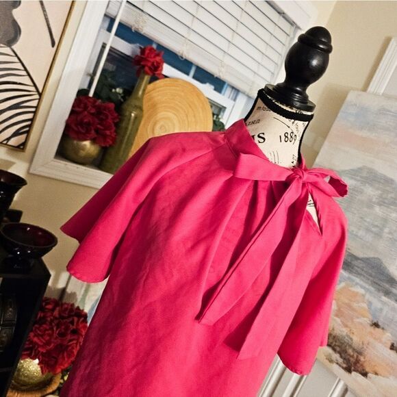 New Flutter Sleeve Bow Neck Secretary Style Blouse. - Picture 7 of 15